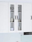 vidaXL Стенен стъклен шкаф LUCCA Бяло 60 x 31 x 100 см