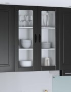 vidaXL Стенен стъклен шкаф LUCCA Черно 80 x 31 x 100 см