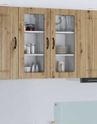 vidaXL Стенен стъклен шкаф LUCCA Дъб артизан 40 x 31 x 80 см