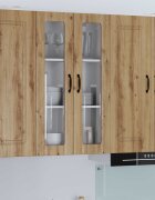vidaXL Стенен стъклен шкаф LUCCA Дъб артизан 60 x 31 x 100 см