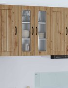 vidaXL Стенен стъклен шкаф LUCCA Дъб артизан 60 x 31 x 80 см