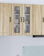 vidaXL Стенен стъклен шкаф LUCCA Дъб сонома 60 x 31 x 80 см