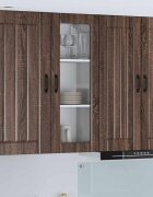 vidaXL Стенен стъклен шкаф LUCCA Кафяв дъб 40 x 31 x 100 см