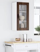 vidaXL Стенен стъклен шкаф LUCCA Кафяв дъб 40 x 31 x 80 см