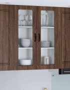 vidaXL Стенен стъклен шкаф LUCCA Кафяв дъб 80 x 31 x 100 см