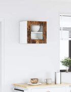 vidaXL Стенен стъклен шкаф LUCCA Опушен дъб 40 x 31 x 40 см