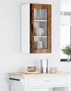 vidaXL Стенен стъклен шкаф LUCCA Старо дърво 40 x 31 x 80 см