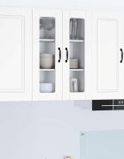 vidaXL Стенен стъклен шкаф PORTO Бяло 60 x 31 x 80 см