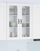 vidaXL Стенен стъклен шкаф PORTO Бяло 80 x 31 x 100 см