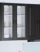 vidaXL Стенен стъклен шкаф PORTO Черно 40 x 31 x 100 см