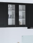vidaXL Стенен стъклен шкаф PORTO Черно 40 x 31 x 80 см