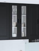 vidaXL Стенен стъклен шкаф PORTO Черно 60 x 31 x 100 см