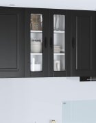 vidaXL Стенен стъклен шкаф PORTO Черно 60 x 31 x 80 см