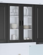 vidaXL Стенен стъклен шкаф PORTO Черно 80 x 31 x 100 см