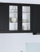 vidaXL Стенен стъклен шкаф PORTO Черно 80 x 31 x 80 см