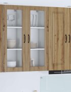 vidaXL Стенен стъклен шкаф PORTO Дъб 40 x 31 x 100 см