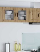 vidaXL Стенен стъклен шкаф PORTO Дъб 40 x 31 x 40 см