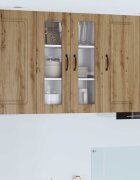 vidaXL Стенен стъклен шкаф PORTO Дъб 60 x 31 x 80 см