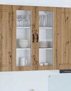 vidaXL Стенен стъклен шкаф PORTO Дъб 80 x 31 x 100 см