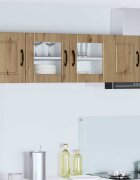 vidaXL Стенен стъклен шкаф PORTO Дъб 80 x 31 x 40 см