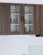 vidaXL Стенен стъклен шкаф PORTO Кафяв дъб 40 x 31 x 80 см