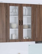 vidaXL Стенен стъклен шкаф PORTO Кафяв дъб 80 x 31 x 100 см