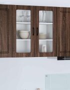 vidaXL Стенен стъклен шкаф PORTO Кафяв дъб 80 x 31 x 80 см