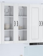 vidaXL Стенен стъклен шкаф PORTO Лъскаво бяло 40 x 31 x 100 см