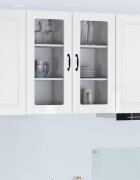 vidaXL Стенен стъклен шкаф PORTO Лъскаво бяло 40 x 31 x 80 см