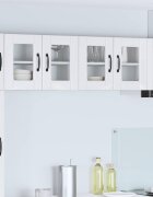 vidaXL Стенен стъклен шкаф PORTO Лъскаво бяло 60 x 31 x 40 см