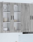 vidaXL Стенен стъклен шкаф PORTO Сив Сонома 40 x 31 x 100 см