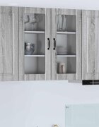vidaXL Стенен стъклен шкаф PORTO Сив Сонома 40 x 31 x 80 см