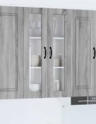 vidaXL Стенен стъклен шкаф PORTO Сив Сонома 60 x 31 x 100 см