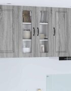 vidaXL Стенен стъклен шкаф PORTO Сив Сонома 60 x 31 x 80 см