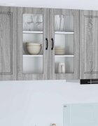 vidaXL Стенен стъклен шкаф PORTO Сив Сонома 80 x 31 x 80 см