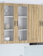 vidaXL Стенен стъклен шкаф PORTO Сонома дъб 40 x 31 x 100 см