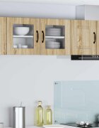 vidaXL Стенен стъклен шкаф PORTO Сонома дъб 40 x 31 x 40 см