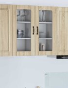 vidaXL Стенен стъклен шкаф PORTO Сонома дъб 40 x 31 x 80 см