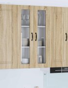vidaXL Стенен стъклен шкаф PORTO Сонома дъб 60 x 31 x 100 см