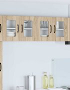 vidaXL Стенен стъклен шкаф PORTO Сонома дъб 60 x 31 x 40 см