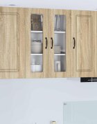 vidaXL Стенен стъклен шкаф PORTO Сонома дъб 60 x 31 x 80 см