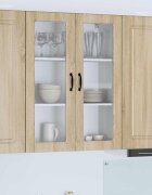 vidaXL Стенен стъклен шкаф PORTO Сонома дъб 80 x 31 x 100 см