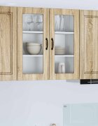 vidaXL Стенен стъклен шкаф PORTO Сонома дъб 80 x 31 x 80 см