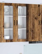 vidaXL Стенен стъклен шкаф PORTO Старо дърво 40 x 31 x 100 см