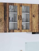 vidaXL Стенен стъклен шкаф PORTO Старо дърво 40 x 31 x 80 см
