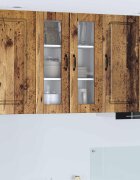 vidaXL Стенен стъклен шкаф PORTO Старо дърво 60 x 31 x 80 см