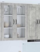 vidaXL Стенен стъклен шкаф PORTO Циментено сиво 40 x 31 x 100 см