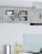 vidaXL Стенен стъклен шкаф PORTO Циментено сиво 40 x 31 x 40 см