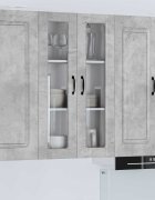vidaXL Стенен стъклен шкаф PORTO Циментено сиво 60 x 31 x 100 см
