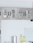 vidaXL Стенен стъклен шкаф PORTO Циментено сиво 60 x 31 x 40 см